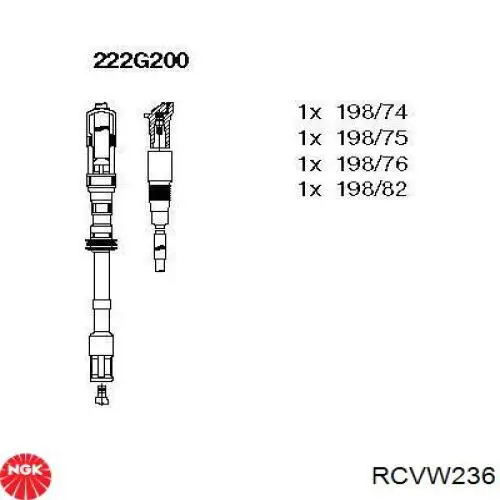 RCVW236 NGK fios de alta voltagem, kit