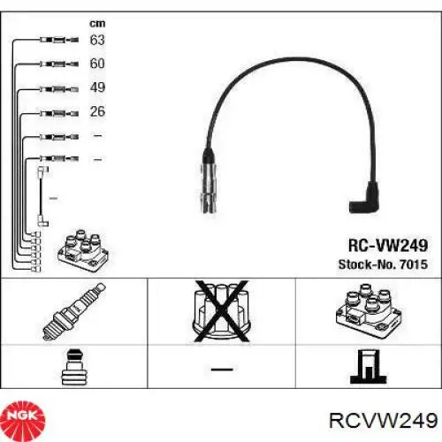 RCVW249 NGK fios de alta voltagem, kit