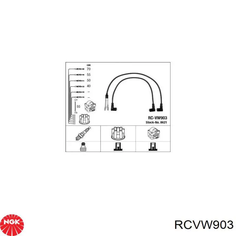 RCVW903 NGK fios de alta voltagem, kit