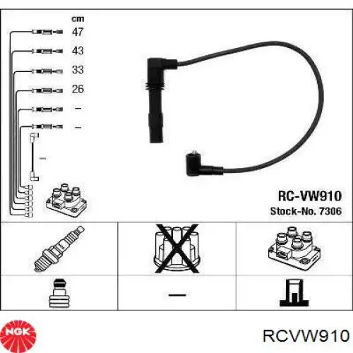 RCVW910 NGK fios de alta voltagem, kit