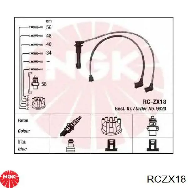 Высоковольтные провода RCZX18 NGK