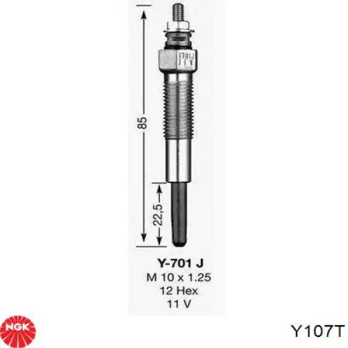 Купить Y107T NGK Свечи накала