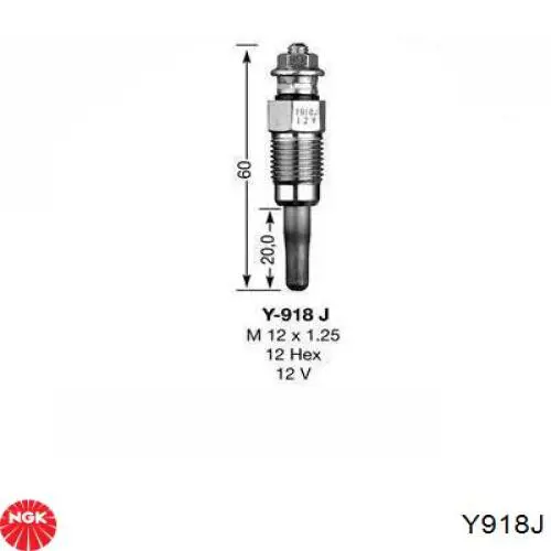 Свічка накалу Y918J NGK