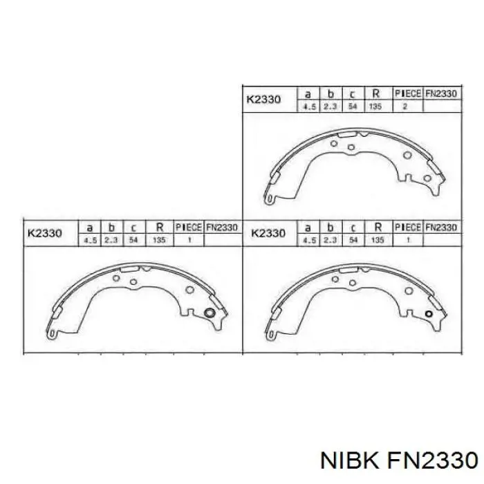 FN2330 Nibk Барабанные тормозные колодки
