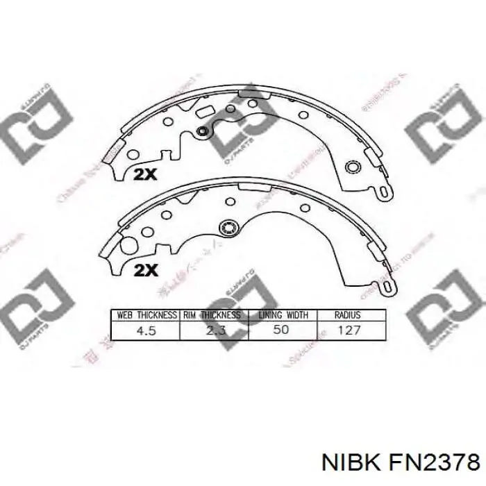 Задние барабанные колодки FN2378 Nibk