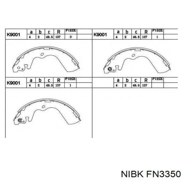 Купить FN3350 Nibk Задние барабанные тормозные колодки