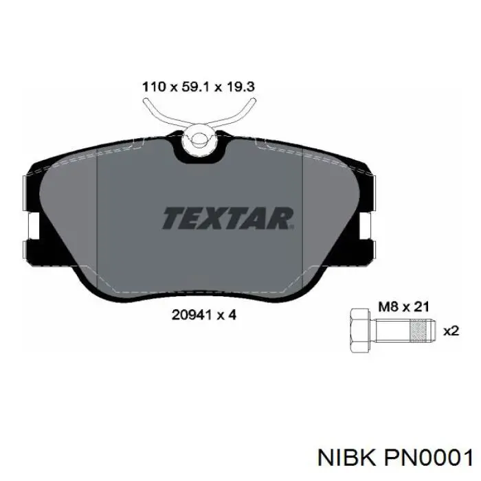 Передние тормозные колодки PN0001 Nibk