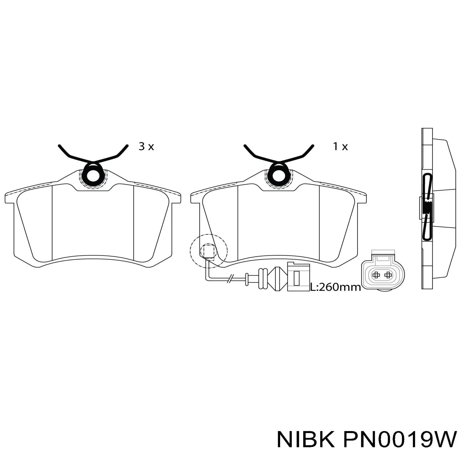 Купить PN0019W Nibk Колодки тормозные задние, дисковые