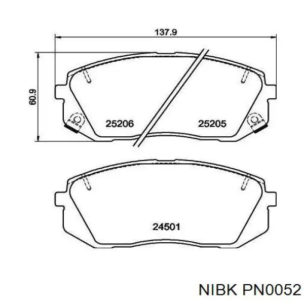 PN0052 NIBK Pastillas de freno delanteras original y equivalente