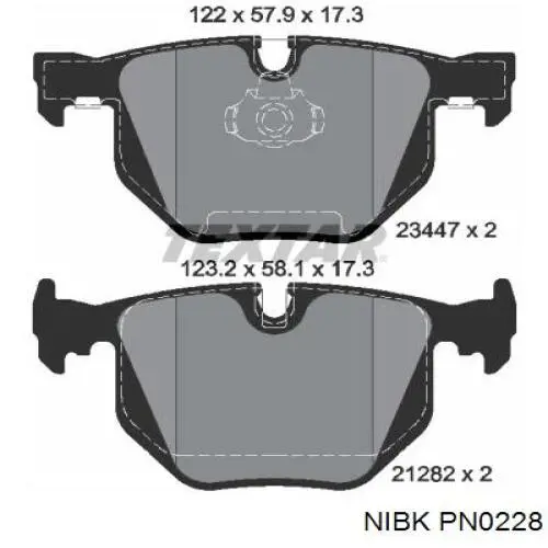 Задние тормозные колодки PN0228 Nibk