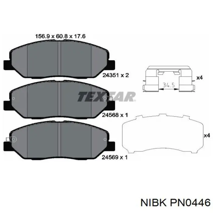 Передние тормозные колодки PN0446 Nibk
