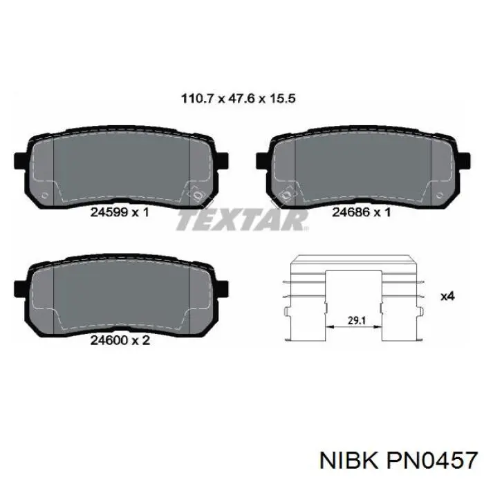 Колодки дисковые  Nibk PN0457 цена, от 18.12 USD
