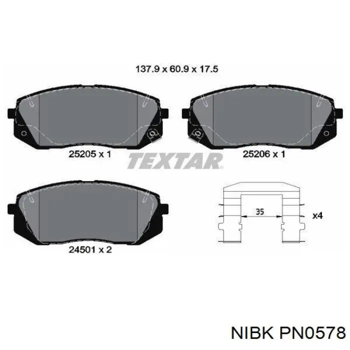 Колодки Nibk PN0578 цена, от 35.72 USD