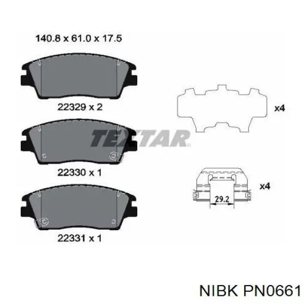 Передние тормозные колодки PN0661 Nibk