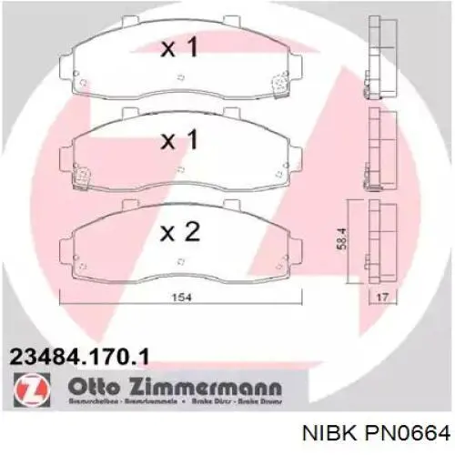 Колодки Nibk PN0664 цена, от 19.73 USD