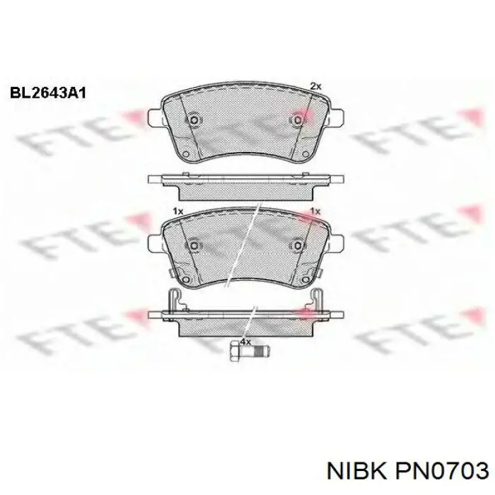 Передние тормозные колодки PN0703 Nibk
