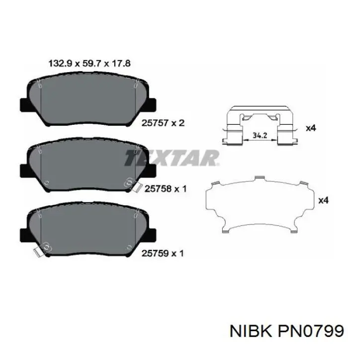 PN0799 Nibk Колодки передние