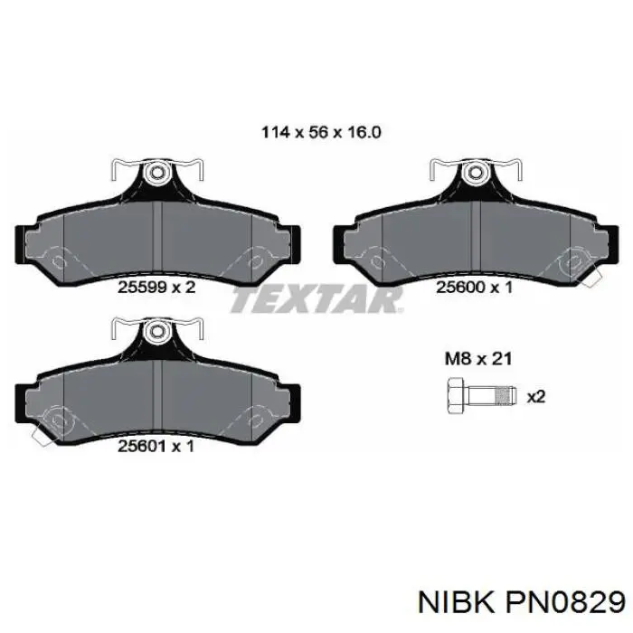 PN0829 Nibk Колодки тормозные дисковые комплект