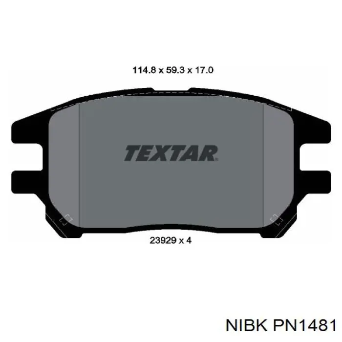 PN1481 Nibk колодки тормозные передние дисковые