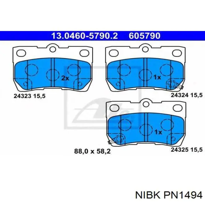Колодки дисковые  Nibk PN1494 цена, от 25.45 USD