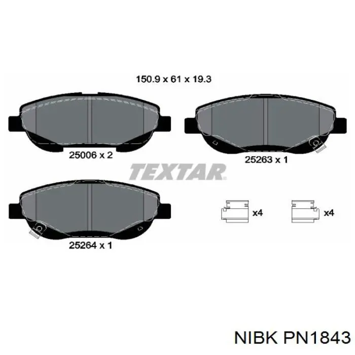 Колодки Nibk PN1843 цена, от 36.43 USD