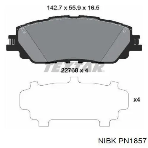 Передние тормозные колодки PN1857 Nibk