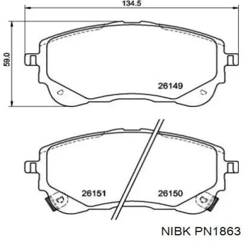 Передние тормозные колодки PN1863 Nibk