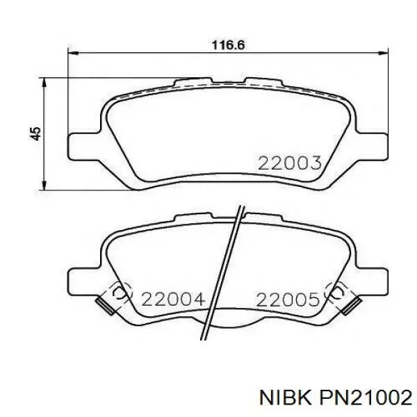 PN21002 Nibk Колодки тормозные дисковые комплект