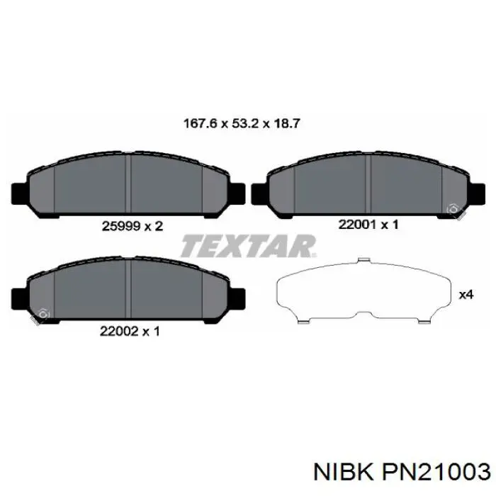 Передние тормозные колодки PN21003 Nibk