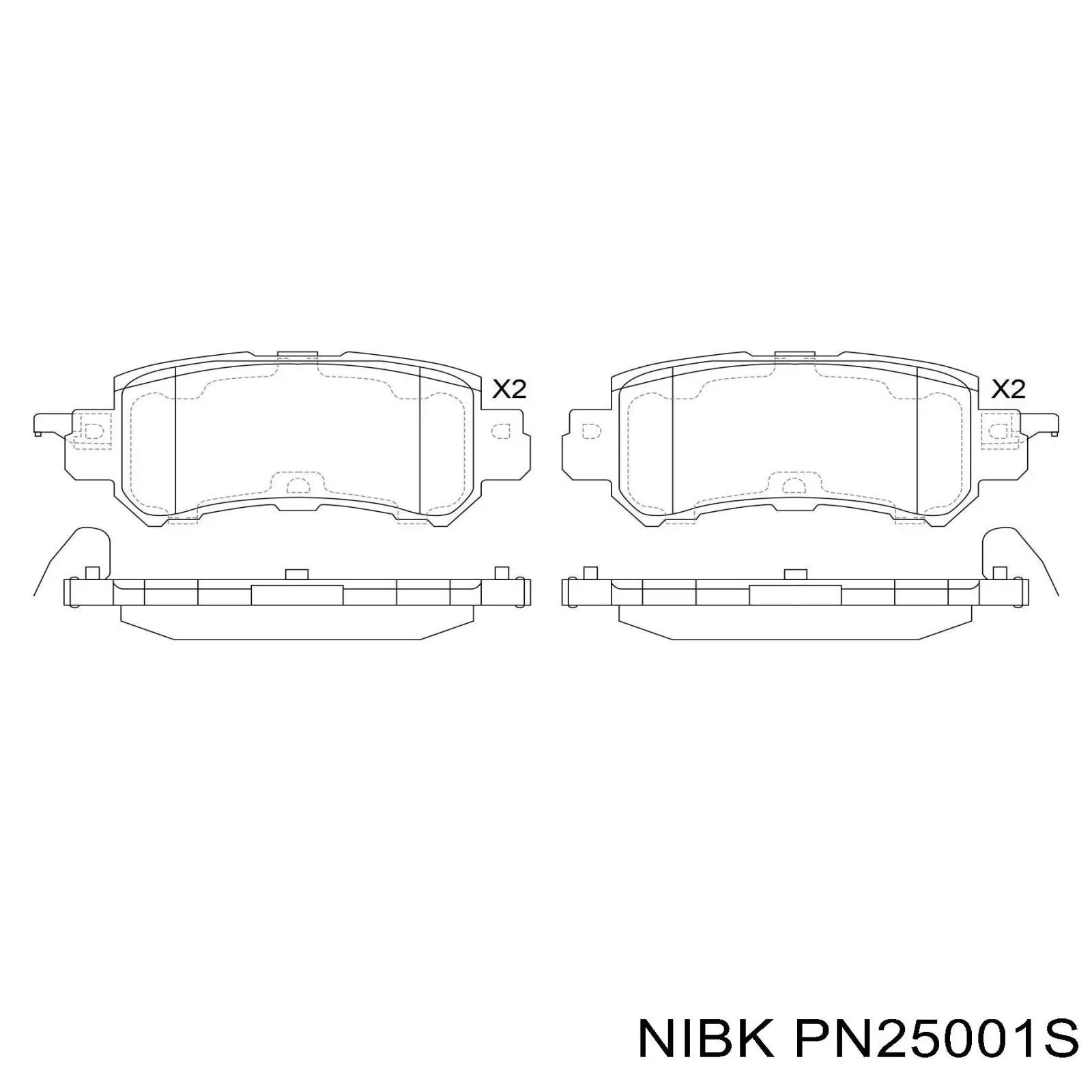 PN25001S Nibk Колодки тормозные дисковые комплект