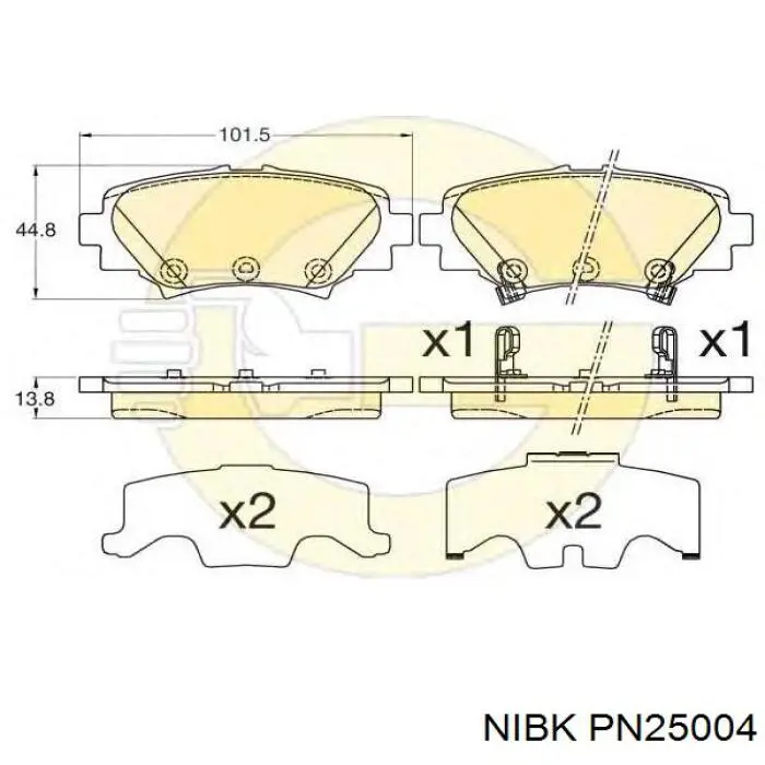 Купить PN25004 Nibk Колодки тормозные задние, дисковые