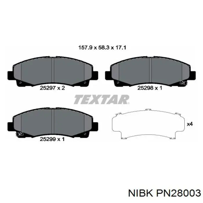 Передние тормозные колодки PN28003 Nibk