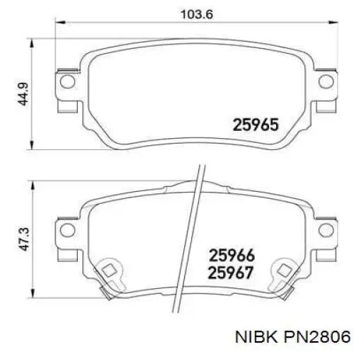 PN2806 Nibk Колодки тормозные дисковые комплект