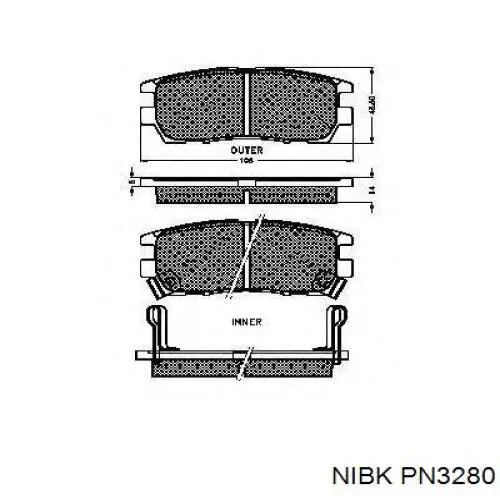 Задние тормозные колодки PN3280 Nibk