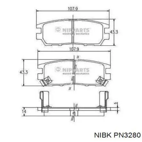 Колодки дисковые  Nibk PN3280 цена, от 15.19 USD