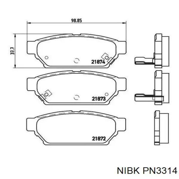 PN3314 Nibk Колодки тормозные дисковые комплект