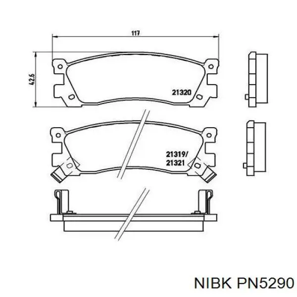 PN5290 Nibk Колодки тормозные дисковые комплект