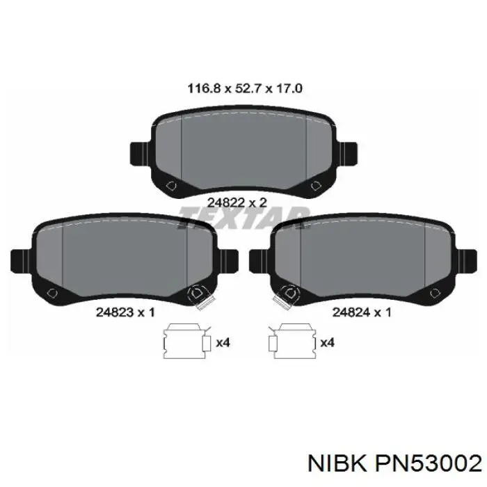 PN53002 Nibk Колодки тормозные дисковые комплект