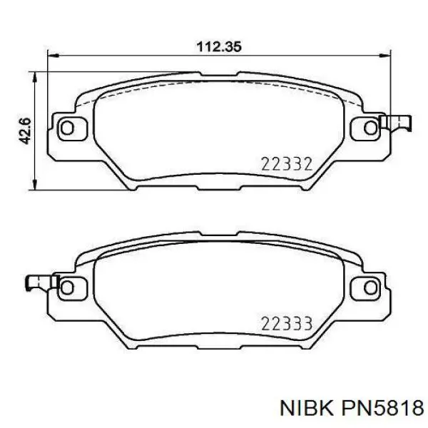 Задние тормозные колодки PN5818 Nibk