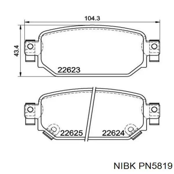 PN5819 Nibk sapatas do freio traseiras de disco