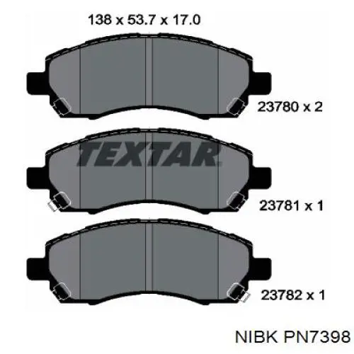 PN7398 Nibk Колодки передние
