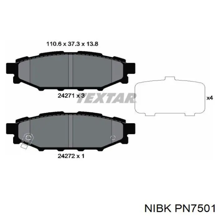 Задние дисковые колодки Nibk PN7501