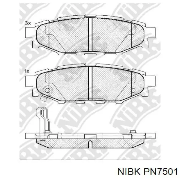 Купить PN7501 Nibk Колодки тормозные задние, дисковые