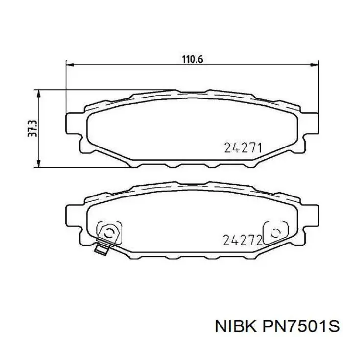 Задние тормозные колодки PN7501S Nibk
