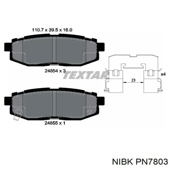 PN7803 Nibk Колодки тормозные дисковые комплект