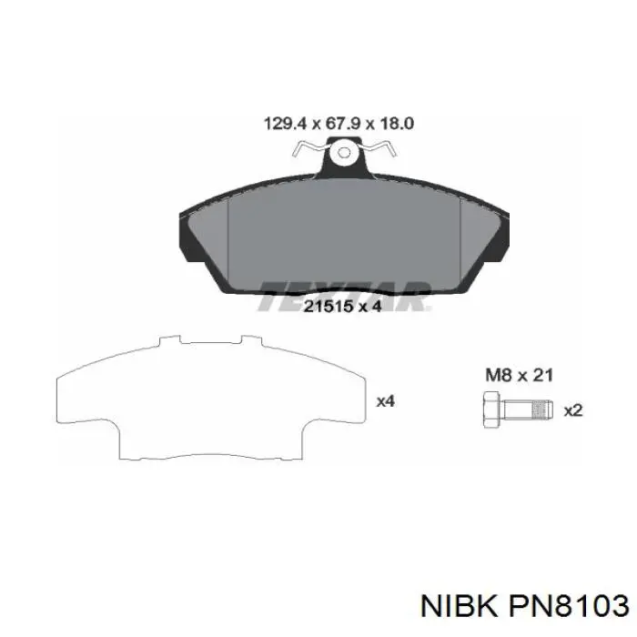 PN8103 Nibk Колодки передние