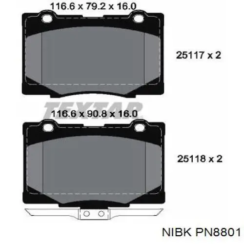 Передние тормозные колодки PN8801 Nibk