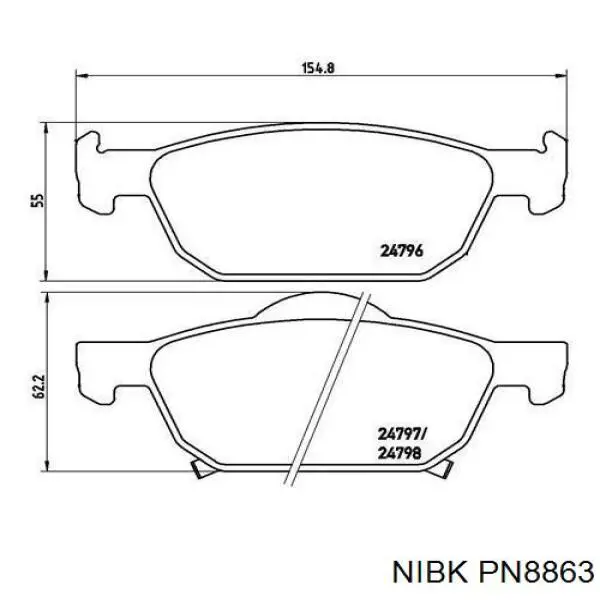 Передние тормозные колодки PN8863 Nibk