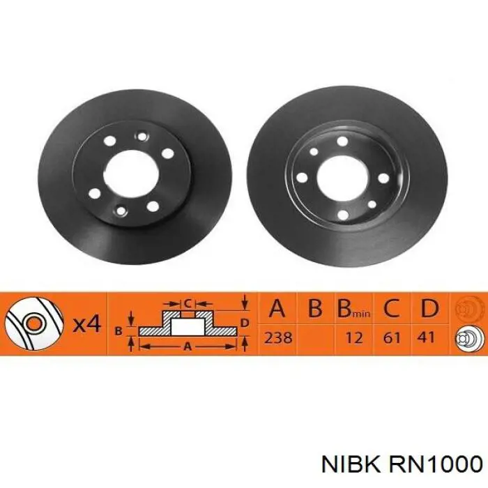 RN1000 Nibk диск тормозной передний