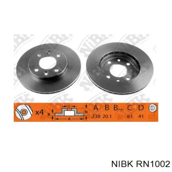 RN1002 Nibk диск тормозной передний
